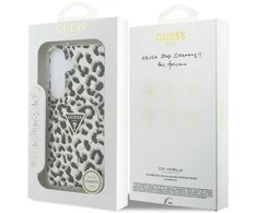 Dėklas Guess IML Leopard Print Triangle MagSafe Samsung Galaxy S26 juodos spalvos