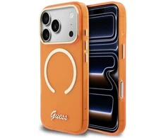 Dėklas Guess IML Script Metal MagSafe Case for iPhone 17 Pro Max - Oranžinis