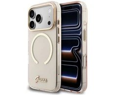Dėklas Guess IML Script Metal MagSafe Case for iPhone 17 Pro - Rožinė