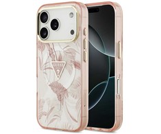 Guess Jungle Tonal Triangle MagSafe dėklas skirtas Apple iPhone 17 Pro Max rožinės spalvos