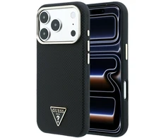 Dėklas Guess Kevlar Triangle Logo MagSafe do iPhone 18 Pro / 17 Pro juoda