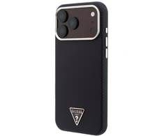 Dėklas Guess Kevlar Triangle Logo MagSafe do iPhone 18 Pro / 17 Pro bordo spalvos