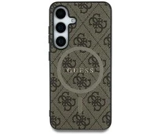 Dėklas Guess Leather 4G Colored Ring Classic Logo MagSafe Samsung Galaxy S25 Ultra rudos spalvos