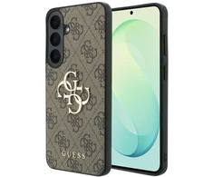 Dėklas Guess Leather 4G Metal Logo do Samsung Galaxy S26 FE ruda