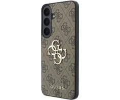 Dėklas Guess Leather 4G Metal Logo do Samsung Galaxy S26 FE ruda