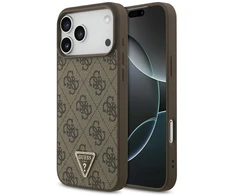 Dėklas Guess Leather 4G Triangle Strass MagSafe Case for iPhone 17 Pro Max / 18 Pro Max - Brown