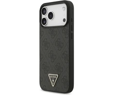 Dėklas Guess Leather 4G Triangle Strass MagSafe Case for iPhone 17 Pro Max / 18 Pro Max - Juodas