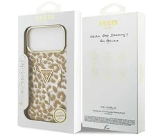 GUESS dėklas, skirtas IPHONE 17 Pro, suderinamas su „MagSafe“ GUHMP17LHLEGTGLW (PC TPU su leopardo rašto blizgučiais), rudas