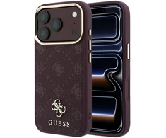 Dėklas Guess Peony 4G Small Logo MagSafe do iPhone 18 Pro / 17 Pro bordo spalvos