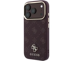 Dėklas Guess Peony 4G Small Logo MagSafe do iPhone 18 Pro / 17 Pro bordo spalvos