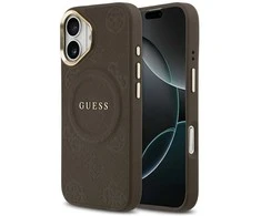 GUESS dėklas, skirtas IPHONE 17, suderinamas su MagSafe GUHMP17SPSAMSECW (PU su bijūnų spalvos karštu antspaudu), rudas