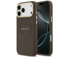 Dėklas Guess Peony Hot Stamp MagSafe, skirtas iPhone 18 Pro Max / 17 Pro Max, rudas