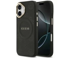 GUESS dėklas, skirtas IPHONE 17, suderinamas su MagSafe GUHMP17SPSAMSECK (PU W/ Peony Hot Stamp) juodas