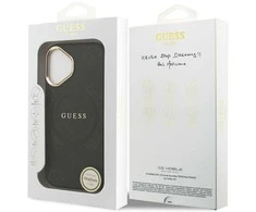 GUESS dėklas, skirtas IPHONE 17, suderinamas su MagSafe GUHMP17SPSAMSECK (PU W/ Peony Hot Stamp) juodas