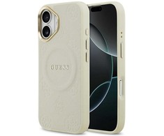 Dėklas Guess Peony Hot Stamp MagSafe skirtas Apple iPhone 17 beige
