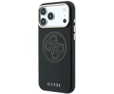 Dėklas Guess Perforated 4G Gold Logo Magsafe do iPhone 18 Pro / 17 Pro juoda