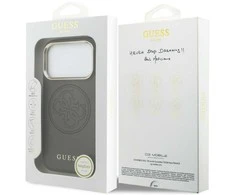 Guess Perforated 4G MagSafe dėklas iPhone 17 Pro Max, rudas