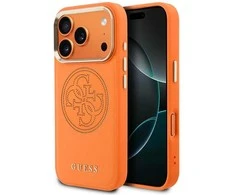 Guess PU Perskirtasated 4G dėklas skirtas Apple iPhone 17 Pro oranžinės spalvos