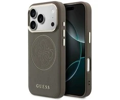 Guess Perforated 4G MagSafe telefono dėklas iPhone 17 Pro, rudas