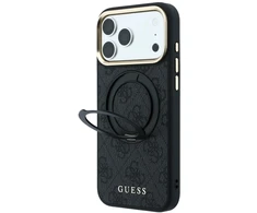 Dėklas Guess Ring Stand 360 4G Classic Logo MagSafe Case for iPhone 17 Pro / 18 Pro - Juodas