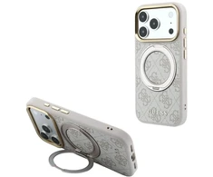Dėklas Guess Ring Stand 360 4G Classic Logo MagSafe do iPhone 18 Pro Max / 17 Pro Max rožinė