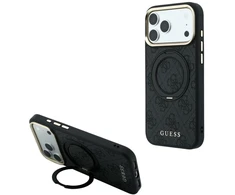 Dėklas Guess Ring Stand 360 4G Classic Logo MagSafe Case, skirta iPhone 17 Pro Max / 18 Pro Max - Juoda