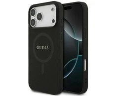 Guess Saffiano Classic Logo MagSafe dėklas skirtas Apple iPhone 17 Pro Max juodos spalvos