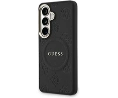 Dėklas Guess Saffiano Peony Embossed Ring MagSafe do Samsung Galaxy S26+ juoda