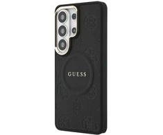 Dėklas Guess Saffiano Peony Embossed Ring MagSafe do Samsung Galaxy S26 Ultra juoda