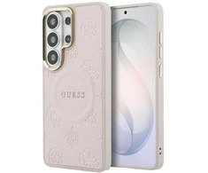 Dėklas Guess Saffiano Peony Embossed Ring MagSafe do Samsung Galaxy S26 Ultra rožinė