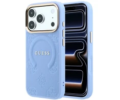 Dėklas Guess Saffiano Peony &amp; Ring MagSafe do iPhone 18 Pro Max / 17 Pro Max Šviesiai mėlynas