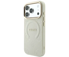 Dėklas Guess Saffiano Peony &amp; Ring MagSafe do iPhone 18 Pro / 17 Pro smėlio spalva