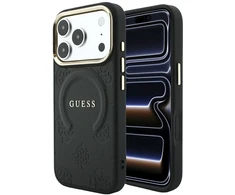Dėklas Guess Saffiano Peony &amp; Ring MagSafe do iPhone 18 Pro Max / 17 Pro Max juoda