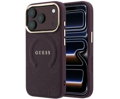 Dėklas Guess Saffiano Peony &amp; Ring MagSafe do iPhone 18 Pro Max / 17 Pro Max bordo spalvos