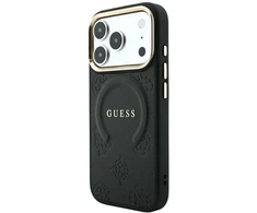 Dėklas Guess Saffiano Peony &amp; Ring MagSafe do iPhone 18 Pro Max / 17 Pro Max juoda