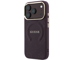 Dėklas Guess Saffiano Peony &amp; Ring MagSafe do iPhone 18 Pro Max / 17 Pro Max bordo spalvos
