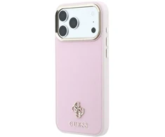 Dėklas Guess Saffiano Small 4G &amp; Classic Logo MagSafe do iPhone 18 Pro / 17 Pro rožinė