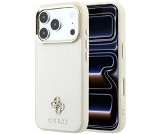 Dėklas Guess Saffiano Small 4G &amp; Classic Logo MagSafe do iPhone 18 Pro Max / 17 Pro Max smėlio spalva