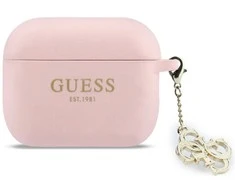 Guess 4G Charm Silicone dėklas skirtas Apple AirPods Pro 3 rožinės spalvos