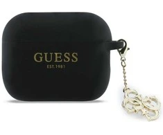 Guess 4G Charm Silicone dėklas skirtas Apple AirPods Pro 3 juodos spalvos