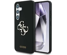 Dėklas Guess Silicone Big 4G Logo Bottom Script Samsung Galaxy S25 juodos spalvos