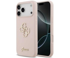 Guess Silicone Big 4G Script dėklas skirtas Apple iPhone 17 Pro Max rožinės spalvos