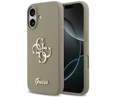 Guess Silicone Big 4G Script dėklas skirtas Apple iPhone 17 rudos spalvos