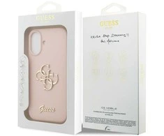 GUESS dėklas, skirtas IPHONE 17 GUHCP17SSC4GSMP (silikoninis su dideliu 4G užrašu), rožinis