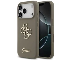 Guess Silicone Big 4G Script dėklas skirtas Apple iPhone 17 Pro rudos spalvos