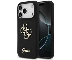 Guess Silicone Big 4G Script dėklas skirtas Apple iPhone 17 Pro juodos spalvos