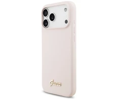 Dėklas Cg Mobile Sas Guess Silicone Script Metal Logo MagSafe case for Iphone 18 Pro Max / iPhone 17 Pro Max pink