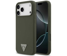 Guess Silicone Triangle Logo MagSafe - dėklas skirtas Apple iPhone 17 Pro Max khaki