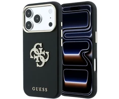 Dėklas Guess Smooth &amp; Big Strass Logo &amp; Strap Case for iPhone 18 Pro Max / 17 Pro Max juodas