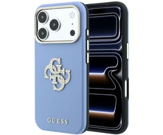 Dėklas Guess Smooth & Big Strass Logo, skirtas iPhone 18 Pro / 17 Pro, mėlynas